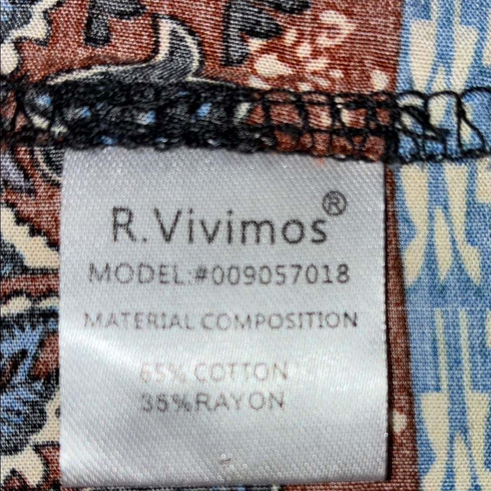 R. VIVIMOS Dress, Women's, M, EUC, Red & Blue Maxi, Buttons, Drawstring Waist. - Picture 11 of 15
